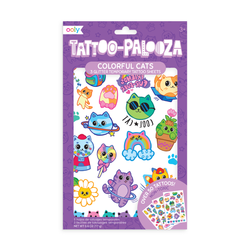 Tattoo Palooza Temporary Tatoos Colorful Cats by Ooly