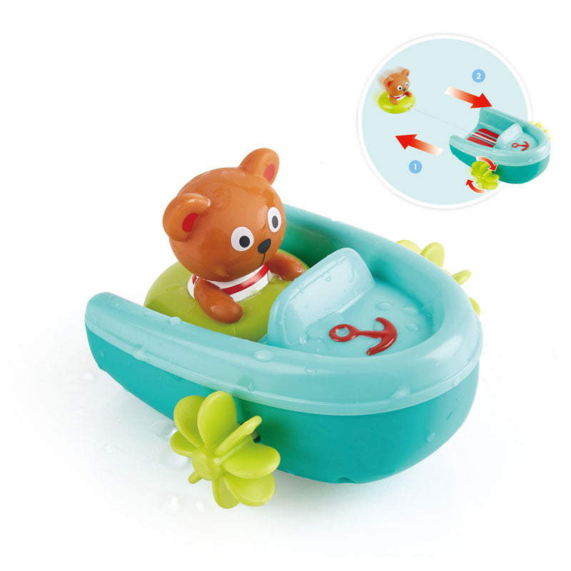 Tubing Bear Pull Back Boat by Hape 1