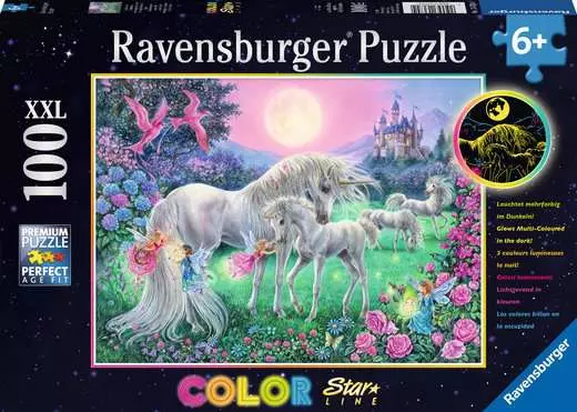 Unicorns in the Moonlight 100pc Glow Puzzle-by-Ravensburger
