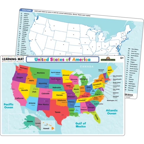 United States of America Map Learning Mat-by-Teacher Created Resources