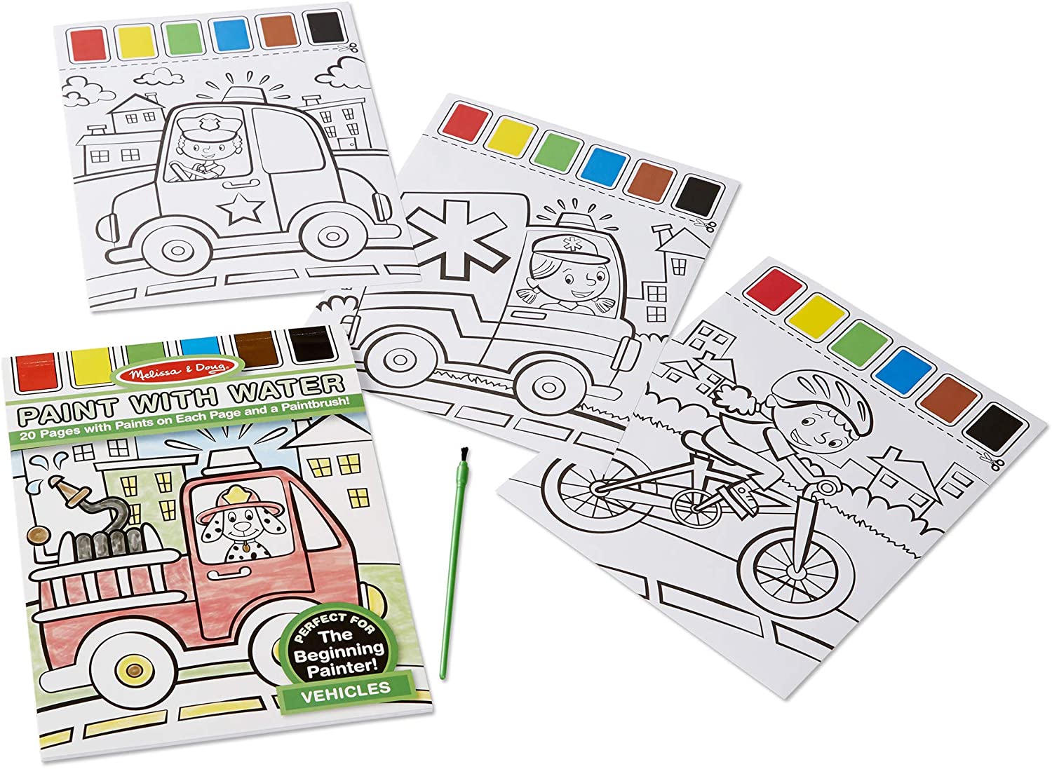 Vehicles Paint with Water Kids Art Pad by Melissa Doug 2