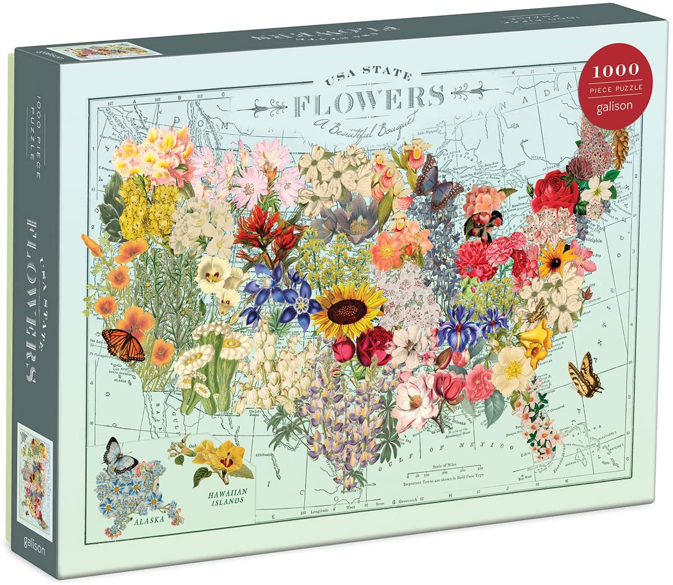 Wendy Gold USA State Flowers Puzzle by Galison