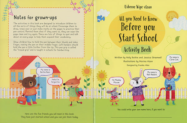 Wipe Clean All You Need to Know Before You Start School Activity Book by Usborne 1