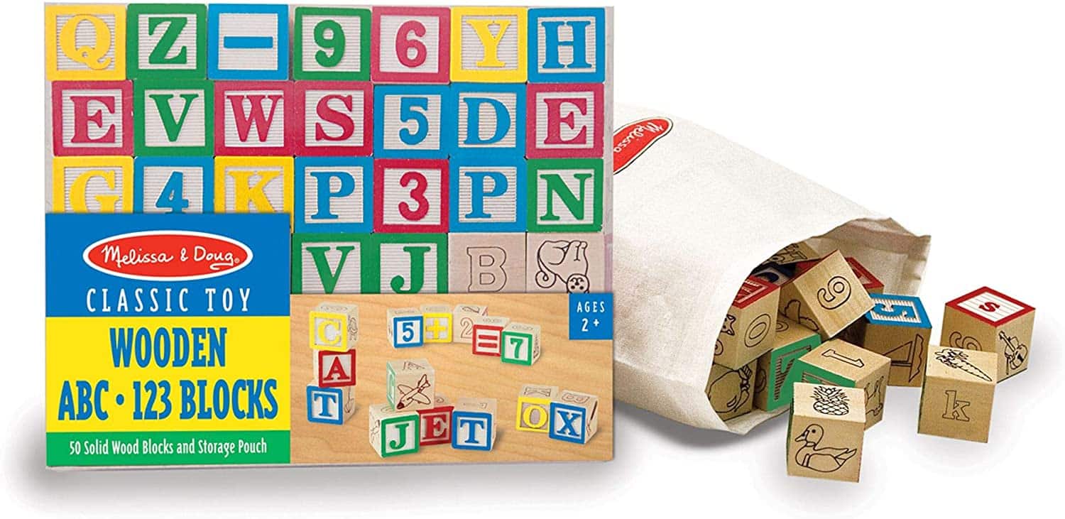 Wooden ABC 123 Blocks 50 Piece Set by Melissa Doug