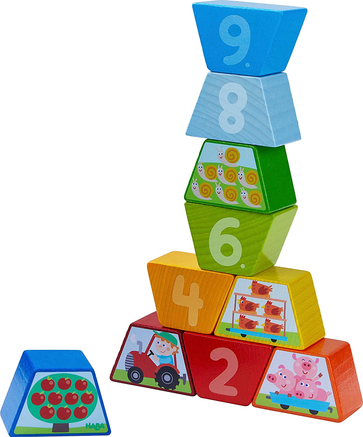 Wooden Numbers Farm Arranging Blocks by Haba 2