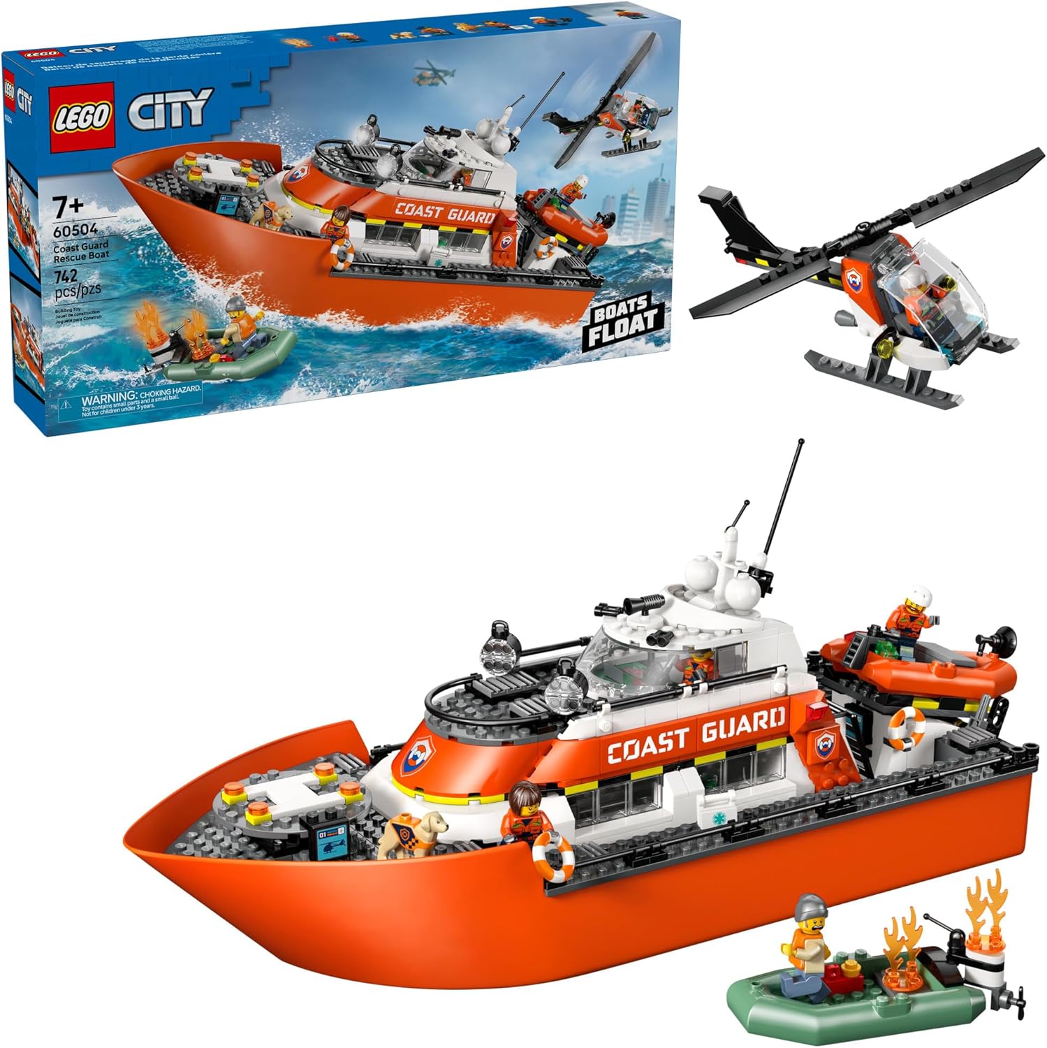 City Coast Guard Rescue Boat & Helicopter by Lego