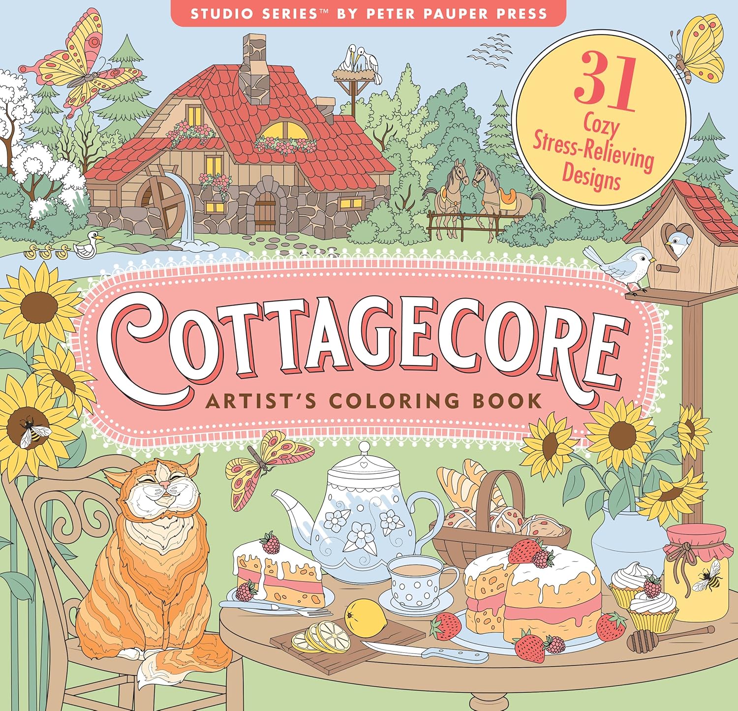 Cottagecore Adult Coloring Book by Peter Pauper Press